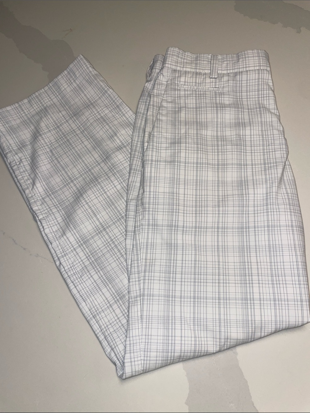 Nike White Plaid Performance Chinos Golf Pants 30x30